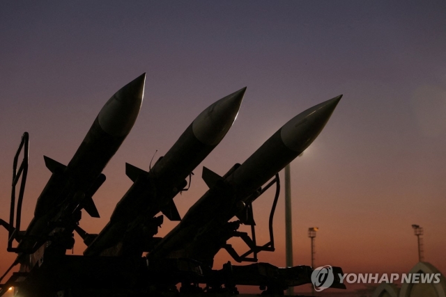 테헤란 항공우주박물관에 전시된 이슬람혁명수비대의 미사일 [와나통신/로이터=연합 자료]