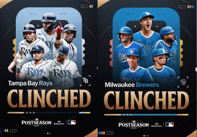 MLB 탬파베이, 밀워키 포스트시즌 진출 확정 [MLB 인스타그램 계정 캡처]